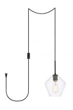 Elegant Lighting LDPG2256BK - Gene 1 light Black and Clear glass plug-in pendant