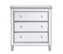Elegant Lighting MF6-1019S - 3 Drawer Bedside Cabinet 33 in.x 18 in.x 32 in. in silver paint