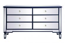 Elegant Lighting MF6-1036BL - 60 inch mirrored 6 drawer chest in blue