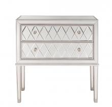 Elegant Lighting MF72045 - Nightstand 2 drawers 34in. W x 16in. D x 34in. H in antique silver paint