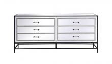 Elegant Lighting MF73672BK - James 72 in. mirrored six drawer chest in black