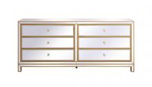 Elegant Lighting MF73672G - Reflexion 72 in. mirrored six drawer chest in gold