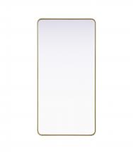 Elegant Lighting MR8A3060BRA - Contour Metal Rectangle Mirror 30x60 in Brass