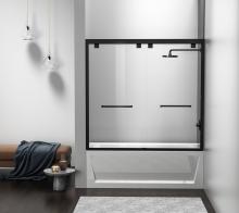 Elegant Lighting TD333-6060MBK - Semi-frameless tub door 60 x 60 Matte Black