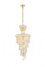 Elegant Lighting V1800SR16G/RC - Spiral 10 Light Gold Pendant Clear Royal Cut Crystal
