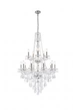 Elegant Lighting V7815G33C-GT/RC - Verona 15 Light Chrome Chandelier Golden Teak (Smoky) Royal Cut Crystal