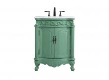 Elegant Lighting VF-1008VM-VW - 27 inch Single Bathroom vanity in vintage mint with ivory white engineered marble