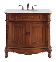 Elegant Lighting VF10536BR-VW - 36 inch Single Bathroom vanity in Brown with ivory white engineered marble