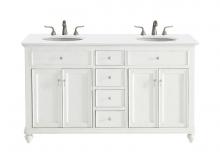 Elegant Lighting VF12360DAW-VW - 60 inch Double Bathroom vanity in Antique White with ivory white engineered marble