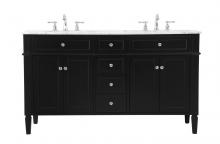 Elegant Lighting VF12560DBK - 60 inch double bathroom vanity in Black