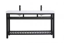 Elegant Lighting VF14060DBK - 60 inch Double Bathroom Metal Vanity in Black