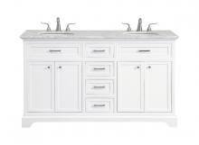 Elegant Lighting VF15060DWH - 60 In. Double Bathroom Vanity Set In White