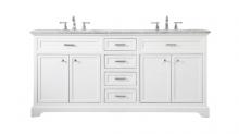 Elegant Lighting VF15072DWH - 72 inch double bathroom vanity in white