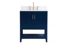 Elegant Lighting VF16030BL-BS - 30 inch Single Bathroom Vanity in Blue with Backsplash