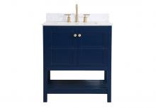 Elegant Lighting VF16430BL-BS - 30 inch Single Bathroom Vanity in Blue with Backsplash