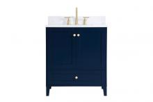 Elegant Lighting VF18030BL-BS - 30 inch Single Bathroom Vanity in Blue with Backsplash