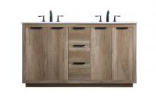 Elegant Lighting VF19460DNT - 60 Inch Double Bathroom Vanity In Natural Oak