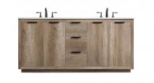 Elegant Lighting VF19472DNT - 72 Inch Double Bathroom Vanity In Natural Oak