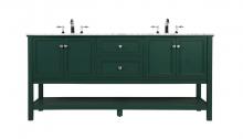 Elegant Lighting VF27072DGN - 72 inch double bathroom vanity in green
