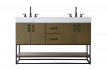 Elegant Lighting VF29254DMCB - 54 inch Double Bathroom Vanity in Chestnut Brown