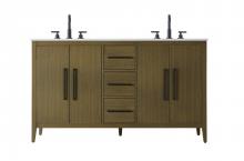 Elegant Lighting VF29360DMCB - 60 Inch Double Bathroom Vanity In Chestnut Brown