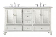 Elegant Lighting VF30560DAW - 60 inch Double Bathroom Vanity in Antique White