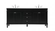 Elegant Lighting VF31872DBK - 72 inch double bathroom vanity in black