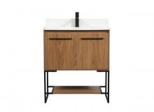 Elegant Lighting VF42530WB-BS - 30 inch Single bathroom vanity in walnut brown with backsplash