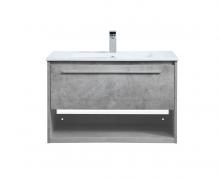 Elegant Lighting VF43030CG - 30 inch Single Bathroom Floating Vanity in Concrete Grey