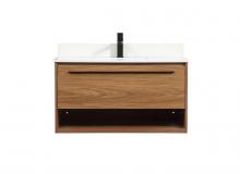 Elegant Lighting VF43536WB-BS - 36 inch Single bathroom vanity in walnut brown with backsplash