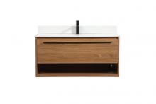 Elegant Lighting VF43540WB-BS - 40 inch Single bathroom vanity in walnut brown with backsplash
