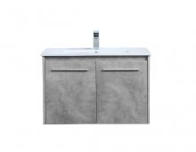 Elegant Lighting VF44030CG - 30 inch Single Bathroom Floating Vanity in Concrete Grey