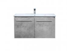 Elegant Lighting VF44036CG - 36 inch Single Bathroom Floating Vanity in Concrete Grey