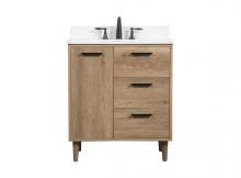 Elegant Lighting VF47030NT-BS - 30 inch Single bathroom vanity in natural oak with backsplash
