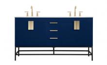Elegant Lighting VF48860DMBL - 60 inch double bathroom vanity in blue