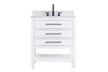 Elegant Lighting VF60530WH-BS - 30 inch Single Bathroom Vanity in White with backsplash