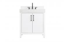 Elegant Lighting VF60630WH-BS - 30 inch Single Bathroom Vanity In White with backsplash