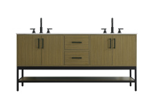 Elegant Lighting VF60772DMCB - 72 inch Double Bathroom Vanity in Chestnut Brown