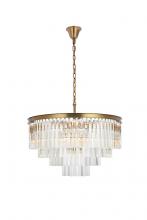 Elegant Lighting 1201D32SG/RC - Sydney 32 Inch Round Crystal Chandelier in Satin Gold