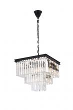 Elegant Lighting 1201S22MB/RC - Sydney 21.5 inch square crystal chandelier in matte black