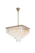 Elegant Lighting 1201S34SG/RC - Sydney 34 Inch Square Crystal Chandelier in Satin Gold