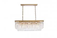 Elegant Lighting 1202D40SG/RC - Sydney 40 Inch Rectangle Crystal Chandelier in Satin Gold