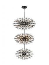 Elegant Lighting 2500G50L3BK - Vera 50 Inch Three Tiers Crystal Starburst Chandelier in Black