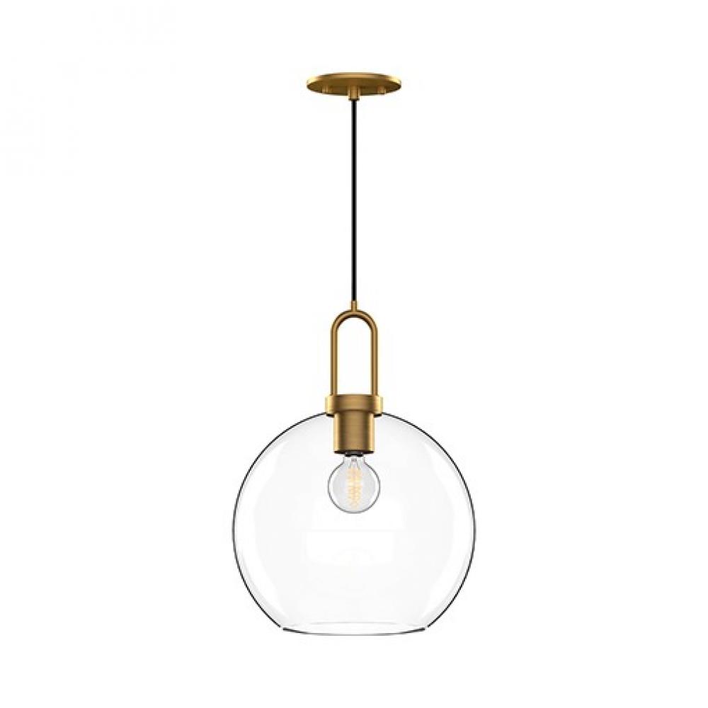 Soji 10-in Aged Gold/Clear Glass 1 Light Pendant