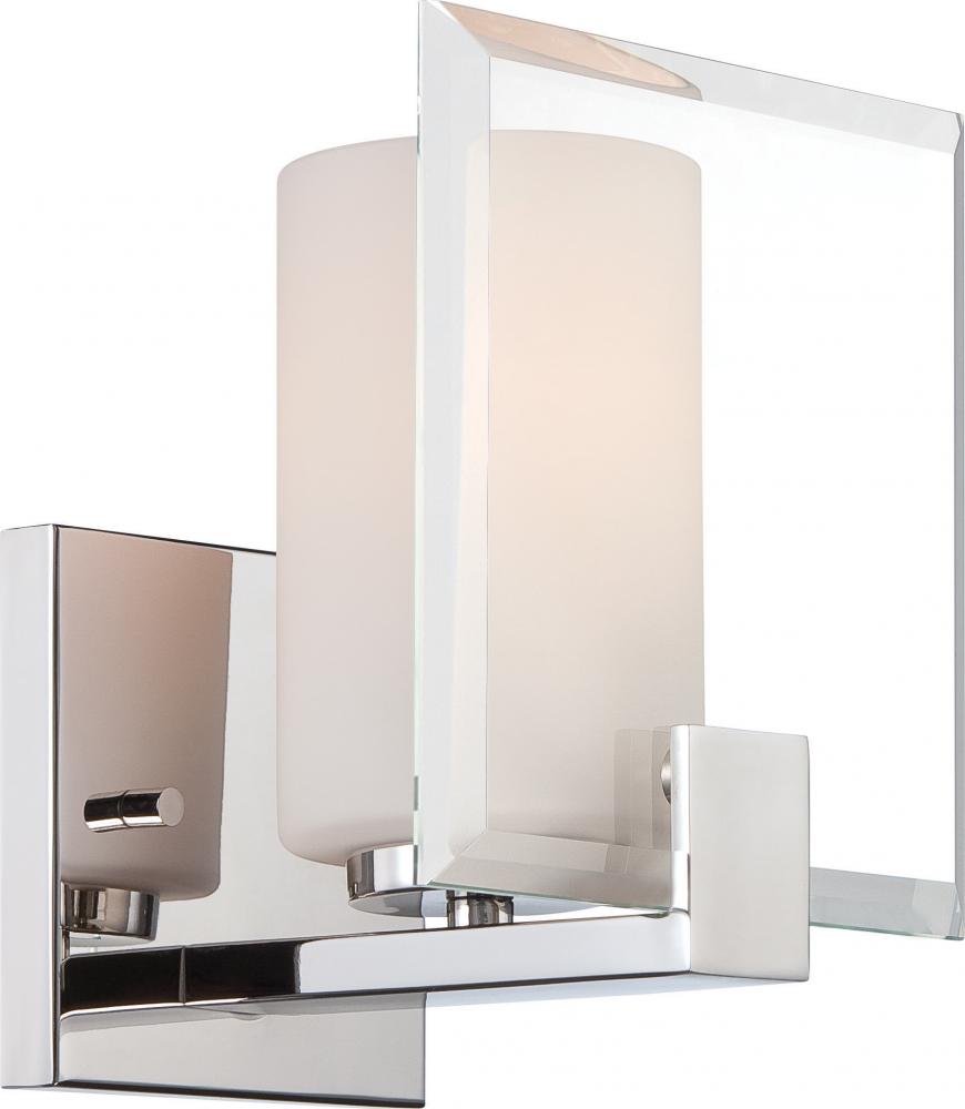 1-Light Vanity Fixture in Polished Nickel Finish with Etched Opal Glass