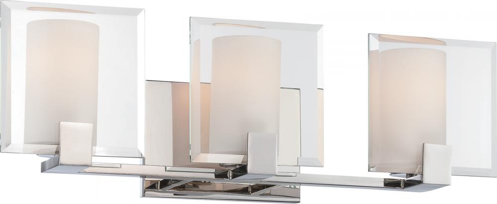3-Light Vanity Fixture in Polished Nickel Finish with Etched Opal Glass