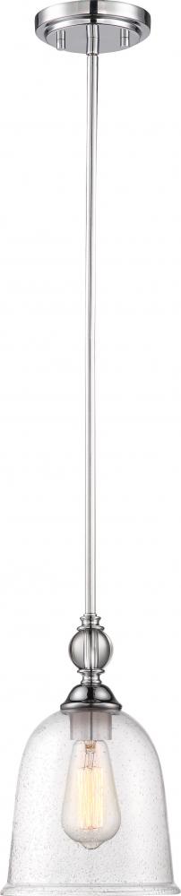 Fern - 1 Light Small Pendant with Clear Seeded Glass; Polished Nickel Finish