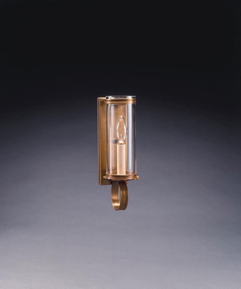 Wall Sconce 3" x 8" Glass Cylinder Antique Copper 1 Candelabra Socket Clear Seedy Glass
