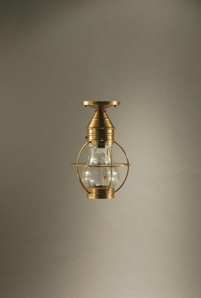 Caged Pear Flush Antique Copper Medium Base Socket Optic Glass