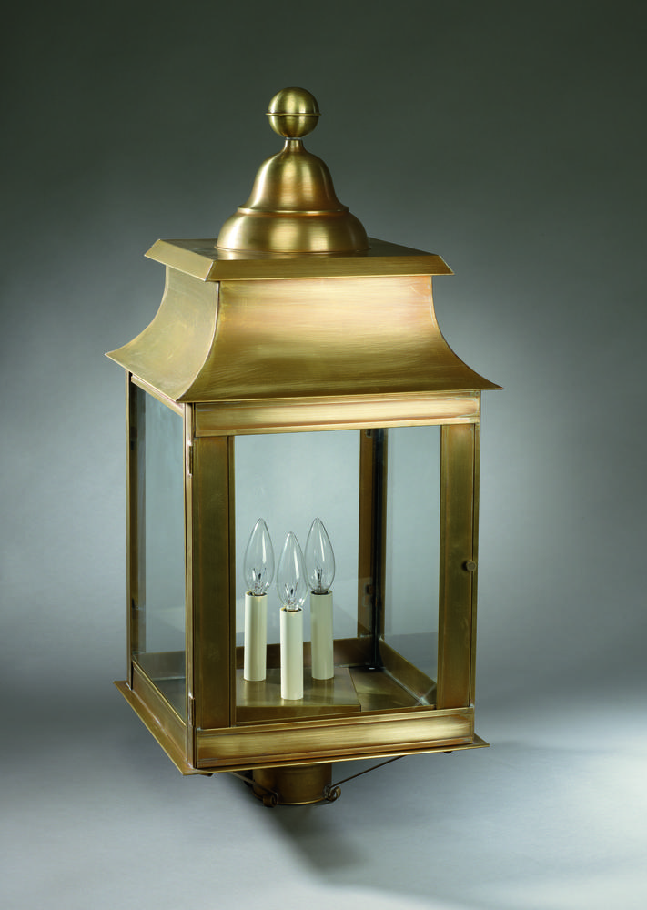 Pagoda Post Verdi Gris Medium Base Socket With Chimney Frosted Glass